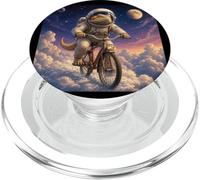 Surreal Astronaut Bearded Dragon Riding Bicycle PopSockets PopGrip for MagSafe
