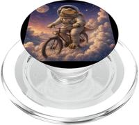 Surreal Astronaut Bearded Dragon Riding Bicycle PopSockets PopGrip for MagSafe