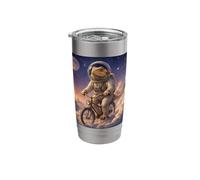 Surreal Astronaut Bearded Dragon Riding Bicycle Stainless Steel Insulated Tumbler
