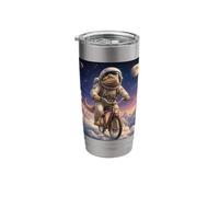 Surreal Astronaut Bearded Dragon Riding Bicycle Stainless Steel Insulated Tumbler