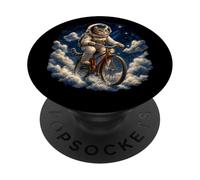 Surreal Astronaut Cat Riding Bicycle in Space PopSockets Adhesive PopGrip
