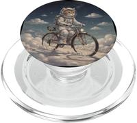Surreal Astronaut Cat Riding Bicycle in Space PopSockets PopGrip for MagSafe
