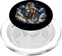 Surreal Astronaut Cat Riding Bicycle in Space PopSockets PopGrip for MagSafe