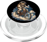 Surreal Astronaut Cat Riding Bicycle in Space PopSockets PopGrip for MagSafe