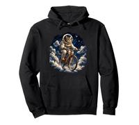 Surreal Astronaut Cat Riding Bicycle in Space Pullover Hoodie