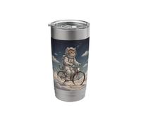 Surreal Astronaut Cat Riding Bicycle in Space Stainless Steel Insulated Tumbler