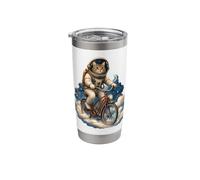 Surreal Astronaut Cat Riding Bicycle in Space Stainless Steel Insulated Tumbler