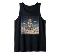Surreal Astronaut Cat Riding Bicycle in Space Tank Top