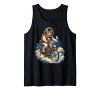 Surreal Astronaut Cat Riding Bicycle in Space Tank Top