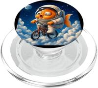 Surreal Astronaut Goldfish Riding Bicycle in Space PopSockets PopGrip for MagSafe