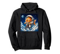 Surreal Astronaut Goldfish Riding Bicycle in Space Pullover Hoodie
