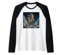 Surreal Astronaut Goldfish Riding Bicycle in Space Raglan Baseball Tee