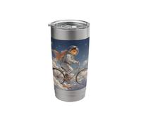 Surreal Astronaut Goldfish Riding Bicycle in Space Stainless Steel Insulated Tumbler