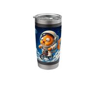 Surreal Astronaut Goldfish Riding Bicycle in Space Stainless Steel Insulated Tumbler