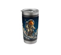 Surreal Astronaut Goldfish Riding Bicycle in Space Stainless Steel Insulated Tumbler