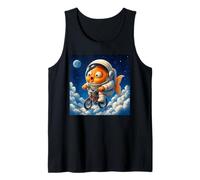 Surreal Astronaut Goldfish Riding Bicycle in Space Tank Top