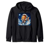 Surreal Astronaut Goldfish Riding Bicycle in Space Zip Hoodie