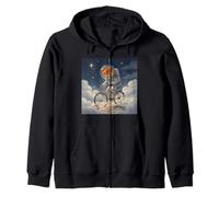 Surreal Astronaut Goldfish Riding Bicycle in Space Zip Hoodie