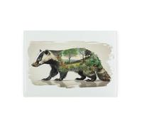 Surreal Badger Small Glass Worktop Saver - British Landscapes & Countryside Animals Gifts - Smooth Kitchen Chopping/Cutting Board Worktop Protector with Non-Slip Feet 28.5cm x 20cm (11" x 8")