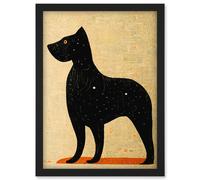 Surreal Black Terrier Dog Painting Artwork Framed Wall Art Print A4 Artery8 Black One Size
