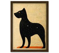 Surreal Black Terrier Dog Painting Artwork Framed Wall Art Print A4 Artery8 Brown One Size