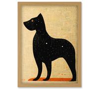 Surreal Black Terrier Dog Painting Artwork Framed Wall Art Print A4 Artery8 Light Oak One Size