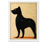 Surreal Black Terrier Dog Painting Artwork Framed Wall Art Print A4 Artery8 White One Size
