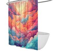 Surreal Cloud Shower Curtain Dreamy Abstract Sky Shower Curtain Vibrant Gradient Bathroom Decor Polyester Waterproof Machine Washable 180 x 220 cm