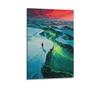 Surreal Colorful Landscape With Lone Figure Wall Art, Ethereal Abstract Nature Decor Canvas Print for Living Room And Study Artistic Wall Mural Modern Hanging Decor Poster20x30inch(50x75cm)