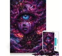 Surreal Cosmic Portrait with Third Eye Jigsaw Puzzles for Teenagers 1000 Pieces Logic Game Home Pastime Precise Cut Festival Gift (38x26cm)