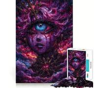 Surreal Cosmic Portrait with Third Eye Teenagers 1000 Piece Jigsaw Puzzle Memory Gain Light Relax Design Assembly Wall Art Decor (50x75cm)