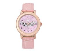 Surreal Death Moth Casual Women's Watch Slim Analog Display Quartz Wrist Watches with Leather Strap