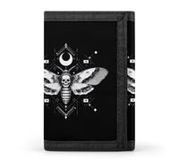 Surreal Death Moth Fashion Trifold Wallets with Key Ring Lightweight Front Pocket Tri-Fold Wallet