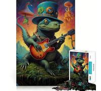 Surreal Dinosaur Music Jigsaw Puzzles 1000 Pieces for Adults Memory Boost Warm Time Image Assembly Fine Art Piece (38x52cm)