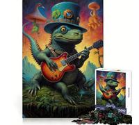 Surreal Dinosaur Music Jigsaw Puzzles 1000 Pieces for Adults Memory Boost Warm Time Image Assembly Fine Art Piece (38x52cm)
