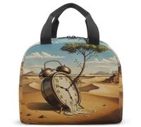 Surreal Dreamlike Melting Clock Tree of Life Insulated Lunch Bag - Artistic Expression & Conversation Starter - Portable 23x13x21cm Thermal School Cooler Box 190g (01)