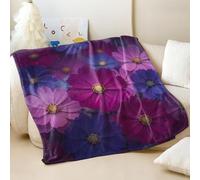 Surreal Dreamy Floral Printed Flannel Blanket, Elegant Ethereal Pure White Flower Throw Blanket for Cozy Bedroom & Sofa Use (03,100x150cm)