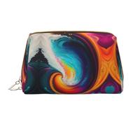 Surreal Enigma Leather Portable Makeup Bag for Cosmetics, Toiletries, and Daily Essentials