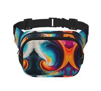 Surreal Enigma Square Double-Layer Waist Bag with Adjustable Strap for Outdoor Activities, Black, One Size
