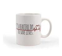 Greys Anatomy Derek Coffee Mug | It's A Beautiful Day To Save Lives | 16 Ounces