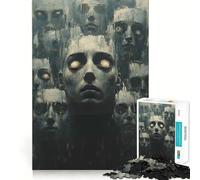 Surreal Faces in Dark Painting Puzzles for Adults 1000 Pieces Brain Challenge Toy Calm Mind Clear Cut Art Collection Piece (38x26cm)