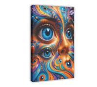 Surreal Fantasy Colourful Woman's Face 2 Canvas Poster Bedroom Decor Landscape Office Room Decor Gift 20x30inch(50x75cm)