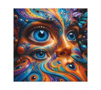 Surreal Fantasy Colourful Woman's Face Canvas Poster Bedroom Decor Landscape Office Room Decor Gift 16x16inch(40x40cm)