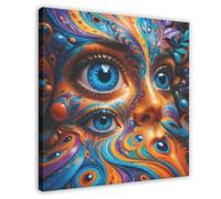 Surreal Fantasy Colourful Woman's Face Canvas Poster Bedroom Decor Landscape Office Room Decor Gift 24x24inch(60x60cm)
