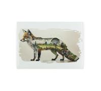Surreal Fox Small Glass Worktop Saver - British Landscapes & Countryside Animals Gifts - Smooth Kitchen Chopping/Cutting Board Worktop Protector with Non-Slip Feet 28.5cm x 20cm (11" x 8")
