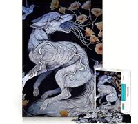 Surreal Fox with Flowers And Hummingbirds Jigsaw Puzzles 1000 Pieces for Adults Reason Skill Toy Calm Relax Exact Cut Heartfelt Gift (50x75cm)