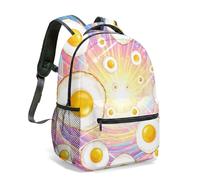 Surreal Fried Egg Cityscape 16 Inch Backpack Vibrant Cartoon Print Urban School Bag for Kids & Adults (05)