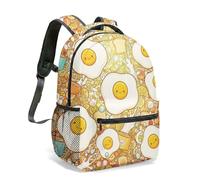Surreal Fried Egg Cityscape 16 Inch Backpack Vibrant Cartoon Print Urban School Bag for Kids & Adults (03)