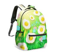 Surreal Fried Egg Cityscape 16 Inch Backpack Vibrant Cartoon Print Urban School Bag for Kids & Adults (04)