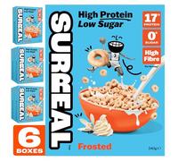 Surreal Frosted - High Protein Cereal 6 Pack - Zero Sugar- Healthy Plant Based Cereal - High in Fibre - Low Carb - Gluten Free - Vegan - 17g of Protein, 0g of Sugar - 240g per Box